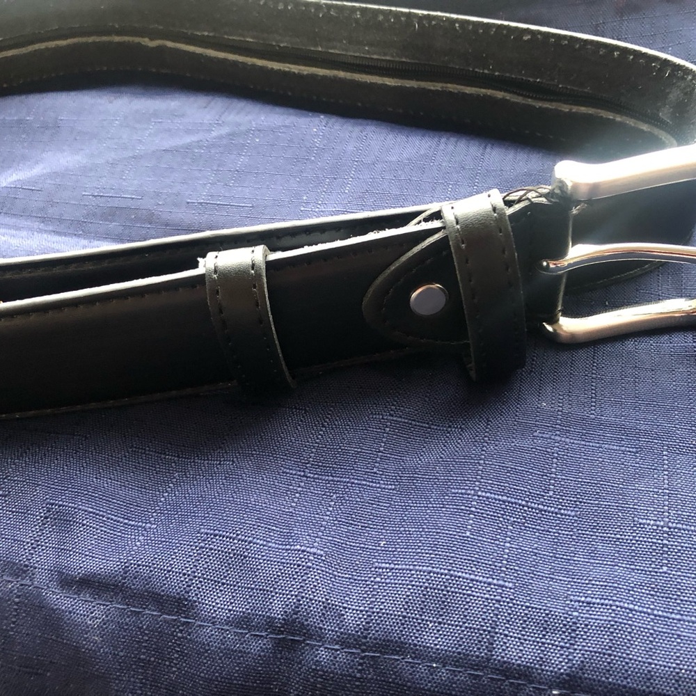 Black Leather Hidden Wallet Travel Belt